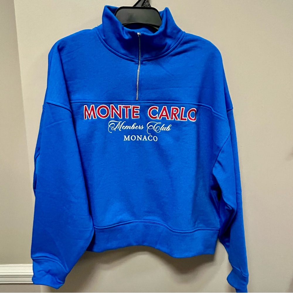 Blue Monte Carlo Members Club Sweatshirt Inspired Culture Sz S NWT